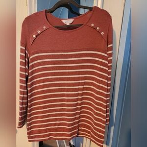 MARKET & SPRUCE Gloria Button Detail Brushed Knit Top LARGE